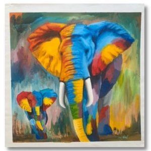 Elephant painting - Mother Elephant Canvas Art, Elephant wall art, Elephant art